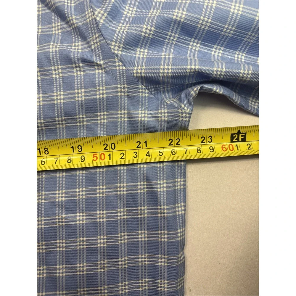 NWT Banana Republic Long Sleeve Button Up Shirt Men's Large Plaid Blue Cotton‎